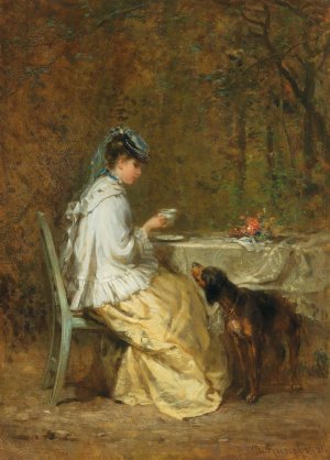 Tea in the garden by Peter Philipp Rumpf Oil Painting