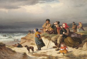 Storm paa Vestkysten af Jylland by Peter Raadsig Oil Painting