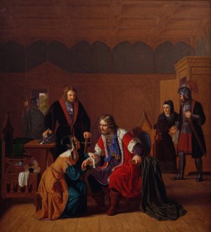 Valdemar Den Store Bliver Forbundet I Absalons Moders Hus, Hvor Han Har Sogt Tilflugt Efter Overfaldet I Roskilde by Peter Raadsig Oil Painting