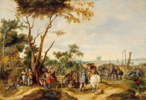 Soldiers Bivouacking by Peter Snayers Oil Painting