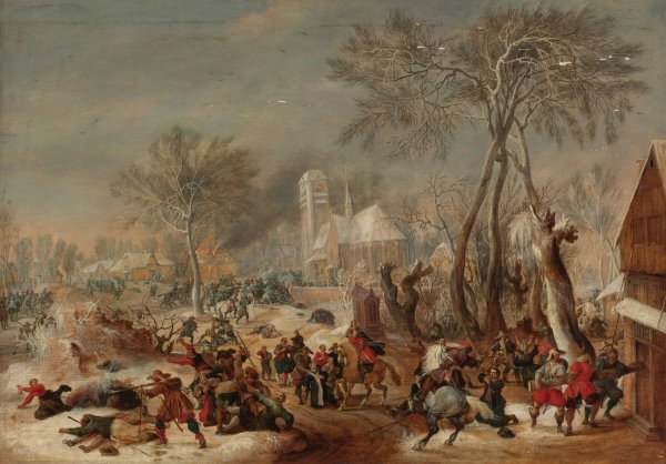 The Sack Of A Village by Peter Snayers - Hand-Painted Oil Painting Reproduction