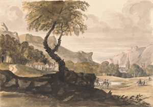 Hilly Scene with Village and Horseman by Peter Tillemans Oil Painting