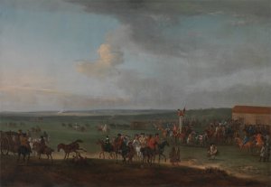 The Round Course at Newmarket, Cambridgeshire, Preparing for the King's Plate by Peter Tillemans Oil Painting