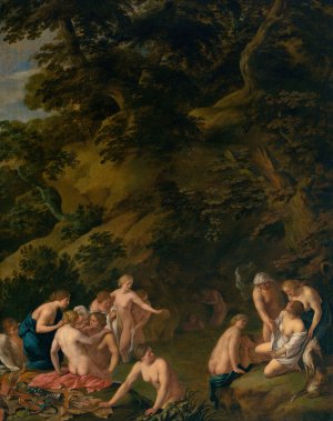 The Bath of Diana and Callisto by Peter Van Halen Oil Painting