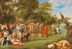 The Feast of Bacchus and Ariadne on the island of Lemnos by Peter Van Halen Oil Painting