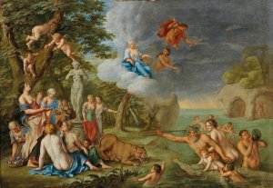 The Feast of the Gods by Peter Van Halen Oil Painting