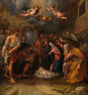Adoration of the Shepherds by Peter Van Lint Oil Painting