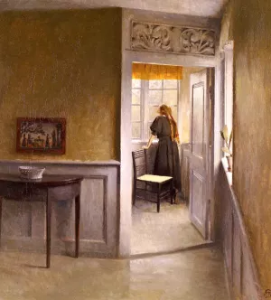Looking Out The Window by Peter Vilhelm Ilsted - Oil Painting Reproduction