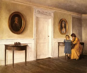 Two of the Artist's Daughters At Liselund by Peter Vilhelm Ilsted Oil Painting