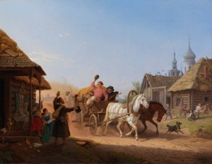 Russische Dorfschanke by Peter Von Hess Oil Painting