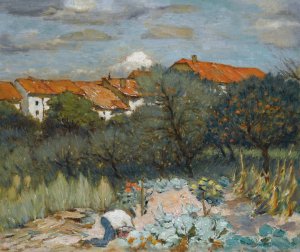 Landscape With Red Roofs by Petr Alexandrovich Nilus Oil Painting