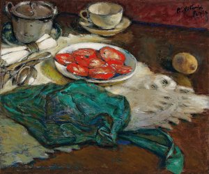 Tomates coupees et tablier vert by Petr Alexandrovich Nilus Oil Painting