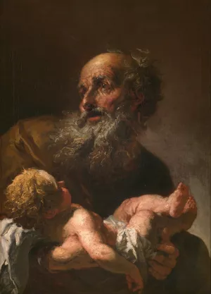Simeon with Infant Jesus by Petr Brandl Oil Painting