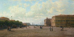 View Of Palace Square, St Petersburg by Petr Petrovich Vereshchagin Oil Painting