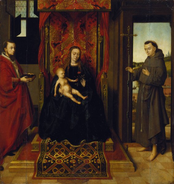 Virgin and Child with Saints Jerome and Francis  by Petrus Christus - Hand-Painted Oil Painting Reproduction