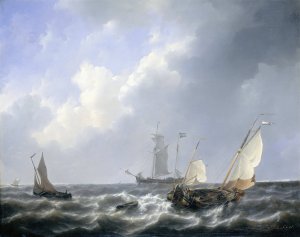 Seascape from the Zeeland Waters, near the Island of Schouwen by Petrus Johannes Schotel Oil Painting