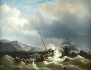 The Rescue Party by Petrus Johannes Schotel Oil Painting