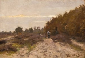 Peasant woman in dune by Petrus Paulus Schiedges II Oil Painting