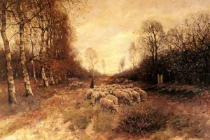 Grazing Sheep near Laren painting by Petrus Paulus Shiedges