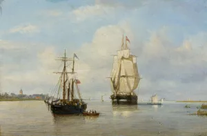 Shipping on a River painting by Petrus Paulus Shiedges