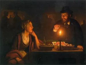 A Market Scene by Candle Light painting by Petrus Van Schendel