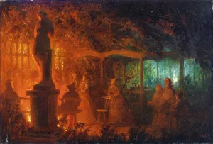 A Study for 'Soiree de feux de Bengale au Vaux-Hall, Parc de Bruxelles' by Petrus Van Schendel Oil Painting