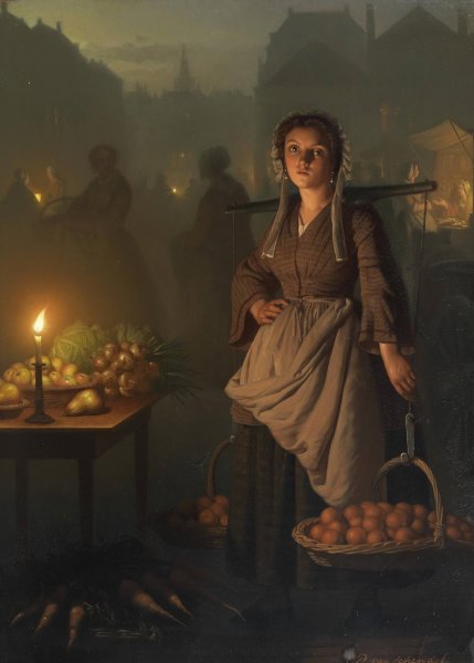 Main Product Photo of Market By Candlelight Painting by Petrus Van Schendel
