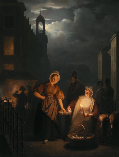 Main Product Photo of Night market in Rotterdam Painting by Petrus Van Schendel