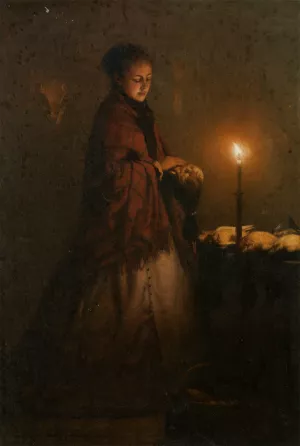 Selling game at the Groenmarkt in the Hague Oil painting by Petrus Van Schendel
