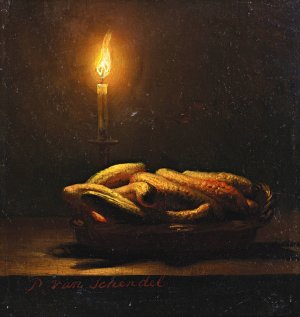 Still Life With Courgettes by Petrus Van Schendel Oil Painting