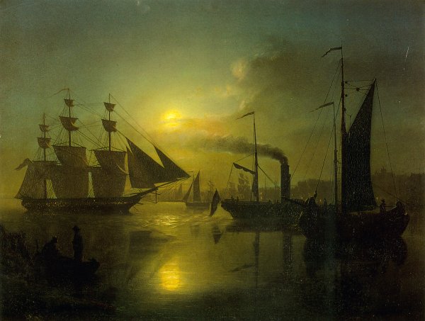 Main Product Photo of The Moonlit Harbour Painting by Petrus Van Schendel