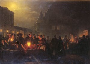 The Night Fair by Petrus Van Schendel Oil Painting
