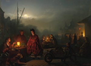 The night market by Petrus Van Schendel Oil Painting