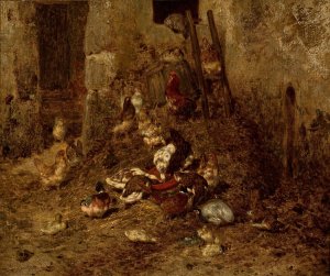 Domestic Fowls by Philibert Leon Couturier Oil Painting