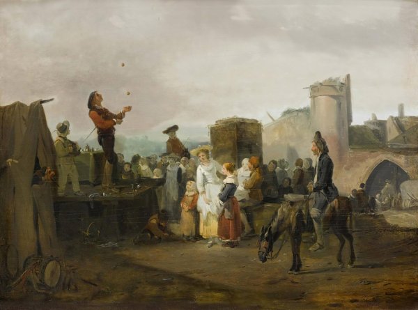 A Village Fair by Philibert-Louis Debucourt - Hand-Painted Oil Painting Reproduction