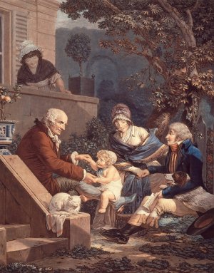 Les Plaisirs Paternels by Philibert-Louis Debucourt Oil Painting