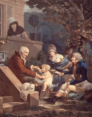 Les Plaisirs Paternels by Philibert-Louis Debucourt Oil Painting