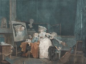 The Two Kisses by Philibert-Louis Debucourt Oil Painting