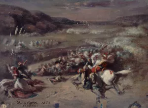 Scene de bataille by Philibert Rouviere Oil Painting