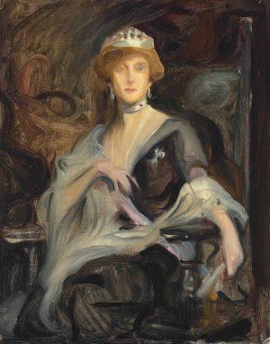 Auguste Victoria, Queen of Portugal, in exile, a study by Philip Alexius De Laszlo Oil Painting