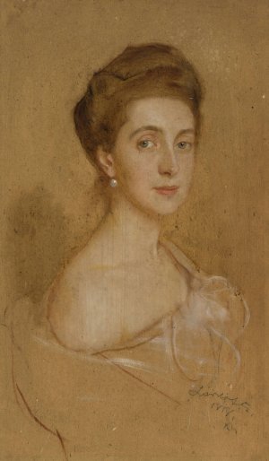 Portrait of a lady with a pearl by Philip Alexius De Laszlo Oil Painting