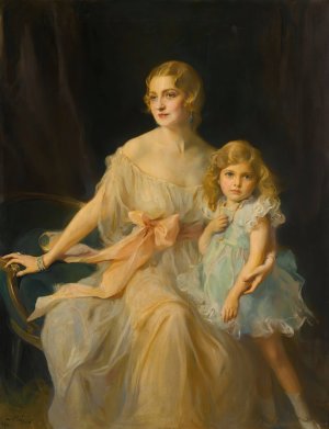 Portrait Of Mrs. Claude Leigh And Miss Virginia Leigh by Philip Alexius De Laszlo Oil Painting