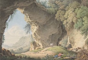 Rocky Landscape with Sleeping Shepherd by Philip Heinrich Dunker Oil Painting