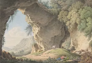 Rocky Landscape with Sleeping Shepherd by Philip Heinrich Dunker Oil Painting
