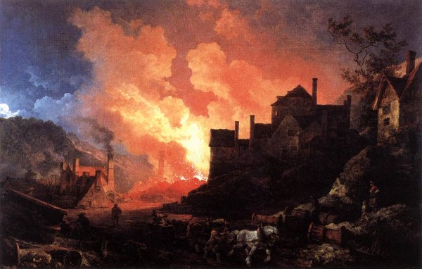 Coalbrookdale by Night by Philip Jacques De Loutherbourg - Hand-Painted Oil Painting Reproduction