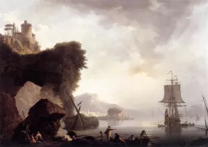 Seascape with Sunset by Philip Jacques De Loutherbourg - Oil Painting Reproduction