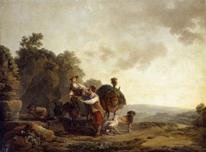 Travellers at a Well by Philip Jacques De Loutherbourg Oil Painting