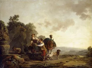 Travellers at a Well by Philip Jacques De Loutherbourg - Oil Painting Reproduction
