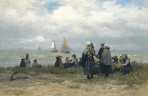 The Departure of The Fishing Fleet by Philip Lodewijk Jacob Frederik Sadee Oil Painting