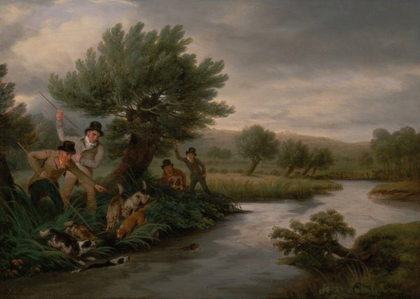 Spearing the Otter by Philip Reinagle - Hand-Painted Oil Painting Reproduction